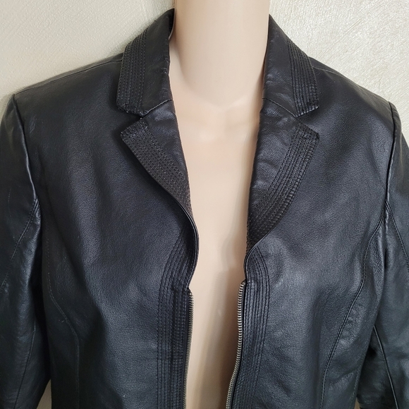 Kim Rogers Black Geniune Leather Zip-Up Jacket Size Women's Small - Picture 3 of 11